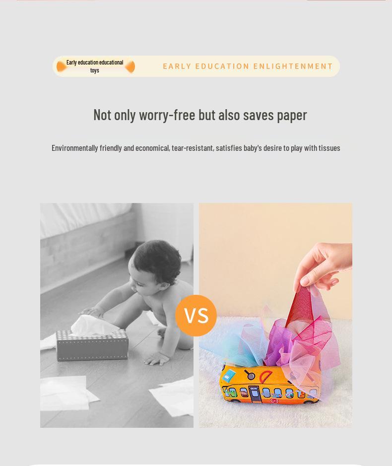 Infant Tear-Proof Tissue Box Toy for Finger Exercise and Simulation Learning