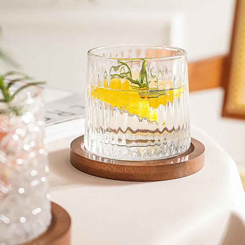 2pcs Set 10oz Spinning Glasses 300ml Novel Creative Thick Crystal Whiskey Cups Wine Glasses Drinking Mug Drinkware for Kitchen
