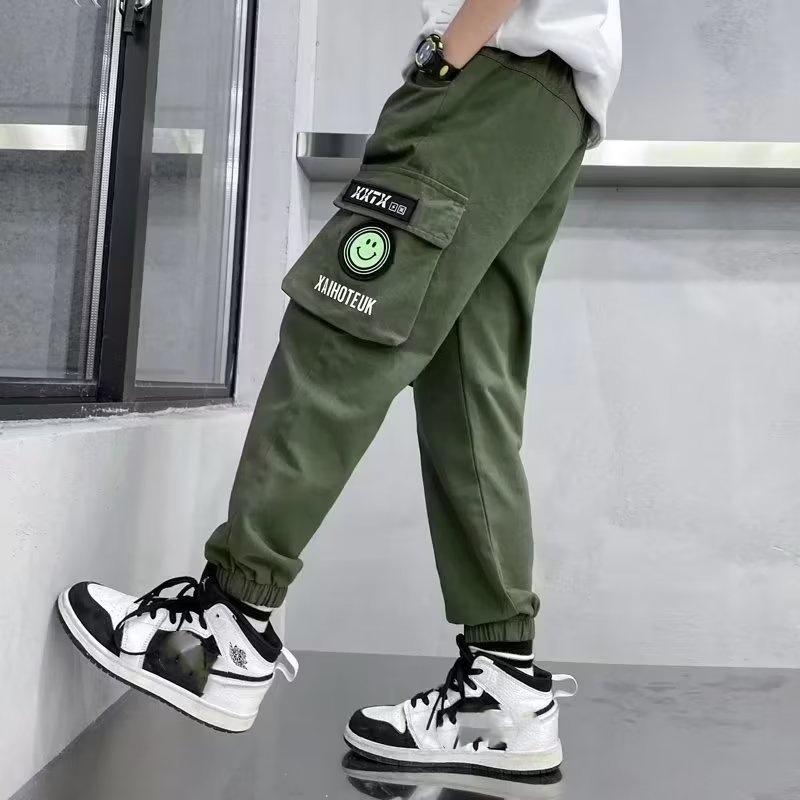 Spring Summer Boys' Trousers Fashion Handsome Casual Sweatpants Middle and Big Boys Versatile Summer Thin Section Work Trousers