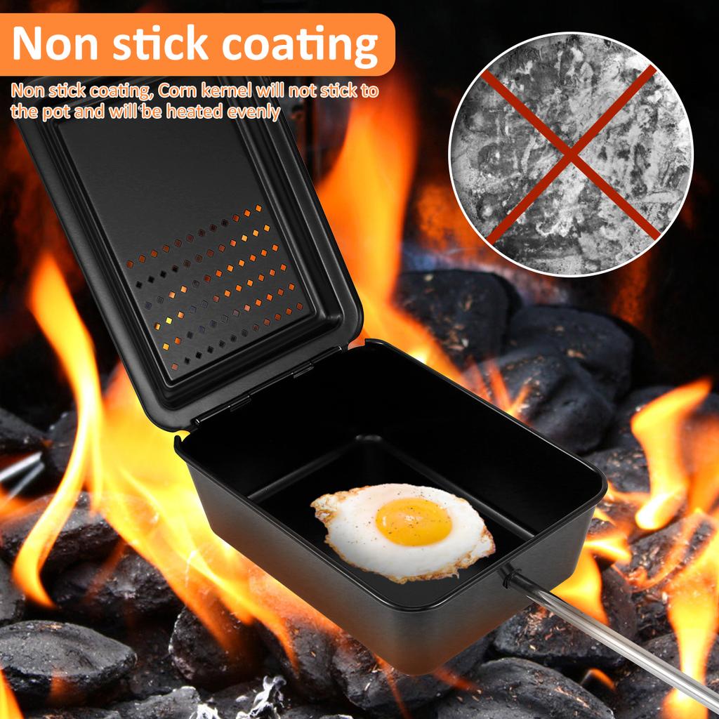 Anti-aanbak Popcornpan Multifunctioneel Grillgereedschap met Afneembare Lange Steel Ouderwetse Popcornmaker voor voor Keuken BBQ