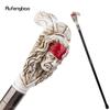 Red Resin Feather Skull Head Walking Cane Fashion Decorative Steel Stick Gentleman Elegant Cosplay Cane Knob Crosier 98cm