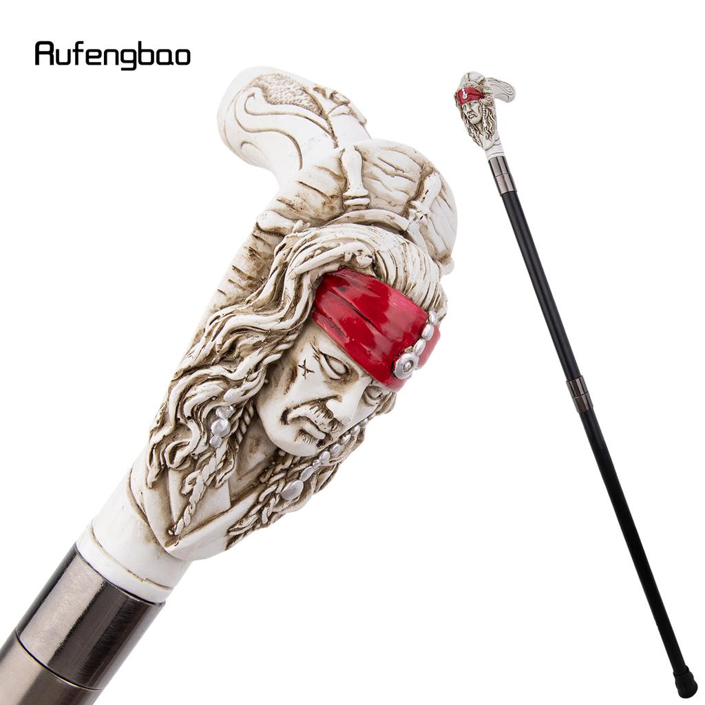 Red Resin Feather Skull Head Walking Cane Fashion Decorative Steel Stick Gentleman Elegant Cosplay Cane Knob Crosier 98cm
