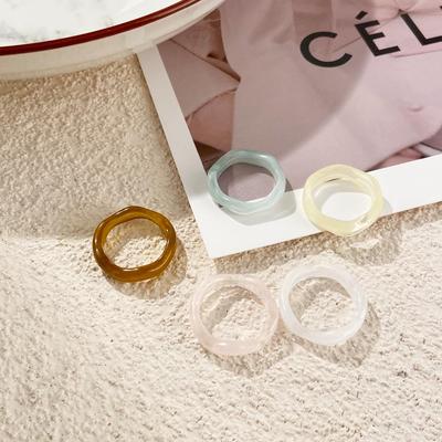 Pure Color Transparent Acrylic Ring Pure Color Trend Fashion Cute Ring Resin Ring Ladies Girl Jewelry