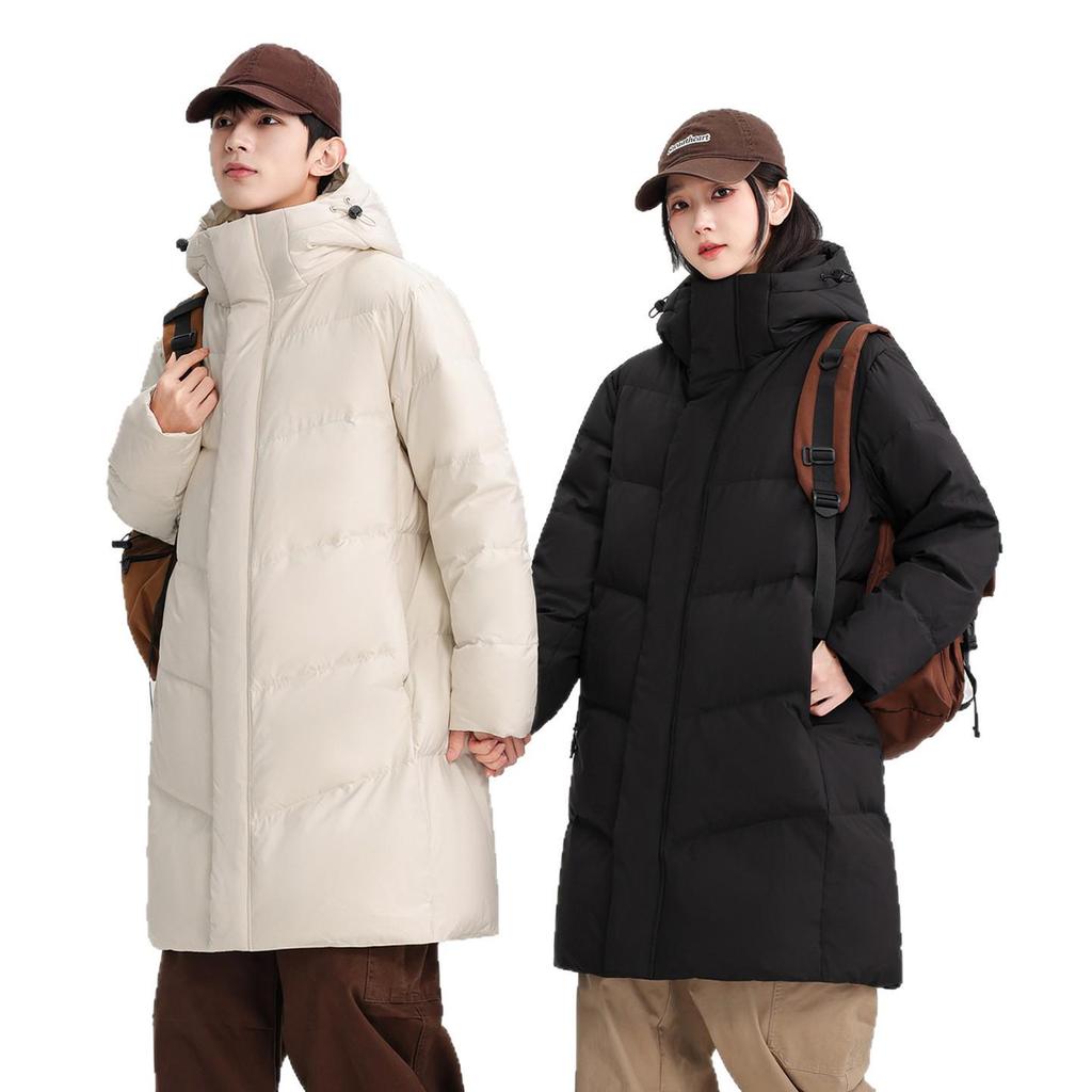 Mid-Length Men's & Women's Winter Down Jacket - Thick, Warm, Loose Fit, Cold-Proof White Duck Down Coat