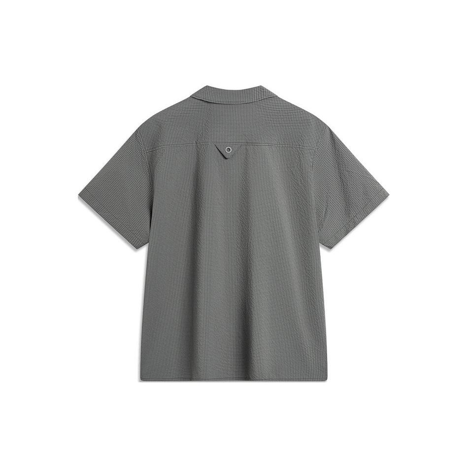 Li Ning CF Water Flow Short Sleeve Shirt With Pointed Collar And Printed Letters Men Shirts ASHU461-5