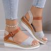 Fashion 2025 Women's Sandals Peep Toe Wedges Heels Sandals Summer Shoes Woman Low Platform Sandalias Mujer Non-slip Hemp Heeled Shoes