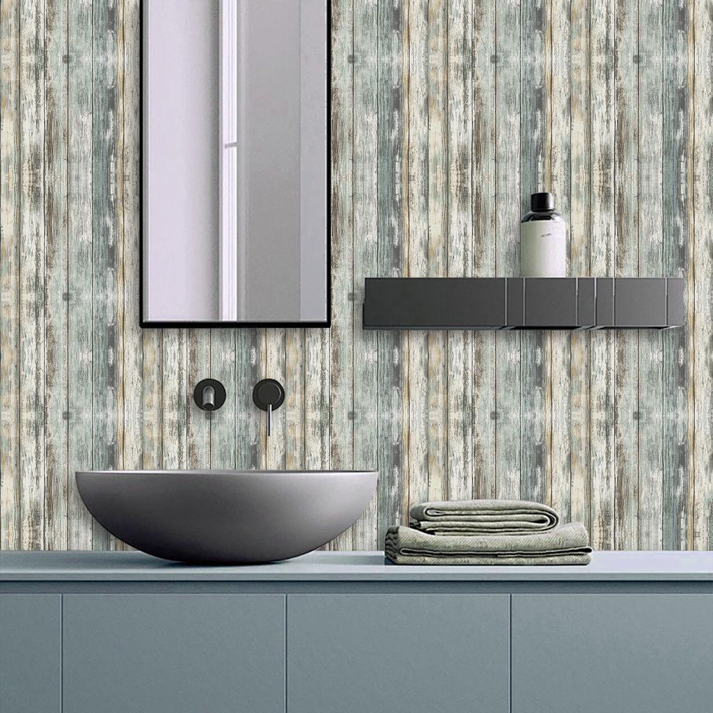 Nordic Natural Wood Grain Wallpaper - Self-Adhesive PVC Wall Stickers - Waterproof Seamless Splicing Mural for Kitchen Bathroom Home Renovation