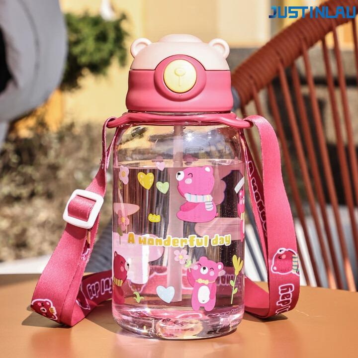

650ml Large Capacity Children s Straw Cup Cartoon Anime Strap Water Cup Mug with Lid and Straw Water Bottles for Girls