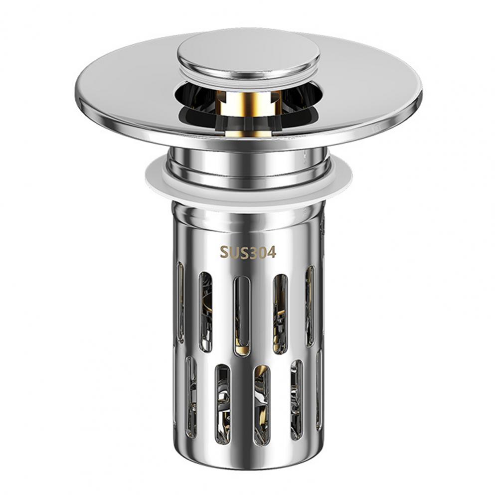 Durable Bathroom Sink Stopper Brass Core Sink Stopper Drain Strainer Stainless Steel Bathroom Sink Filter Universal Floor Drain серебряный