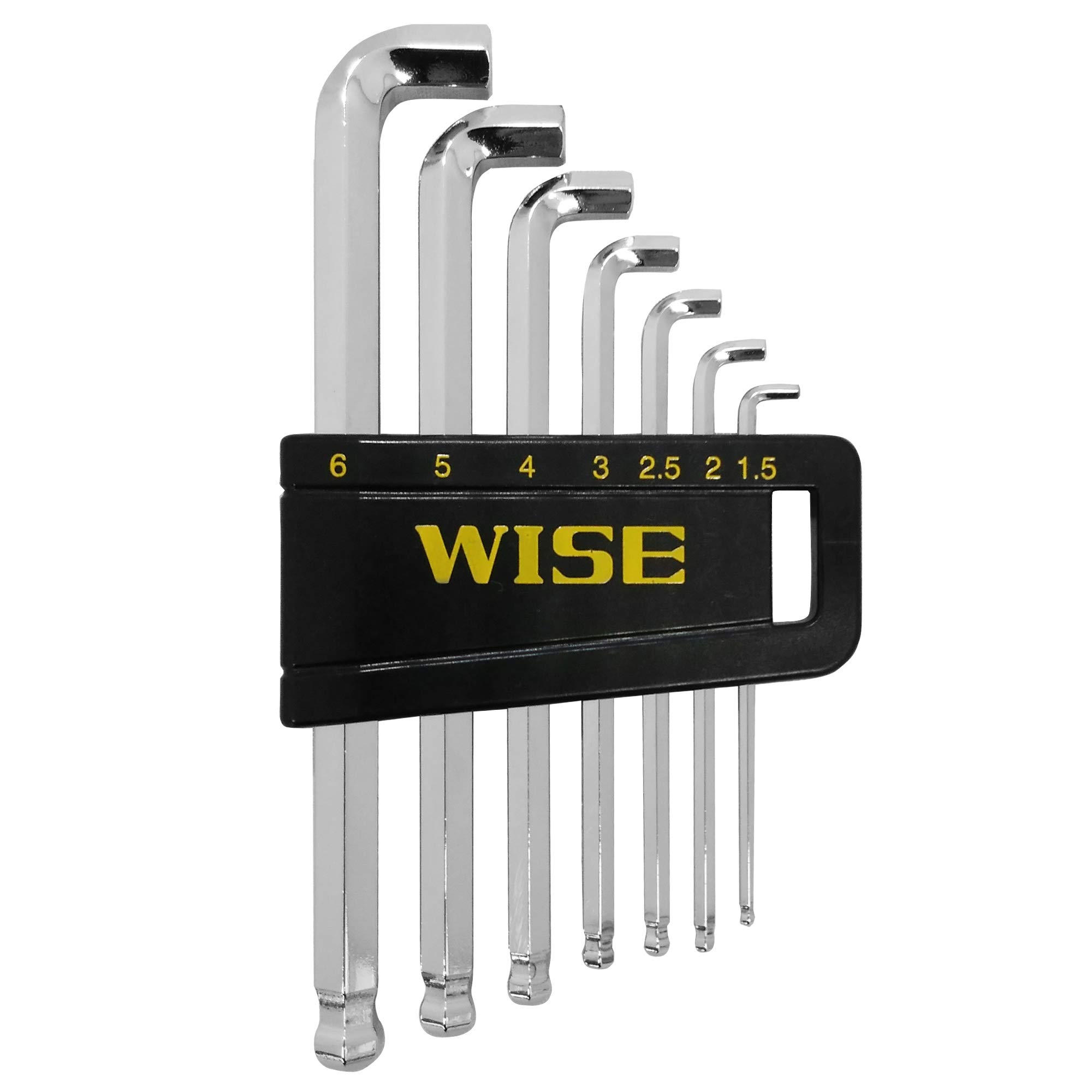 

WISE Ball Point Hex Wrench, 1.5/2/2.5/3/4/5/6mm, Short, Extra Short, SBGTS-700, Pack of 7