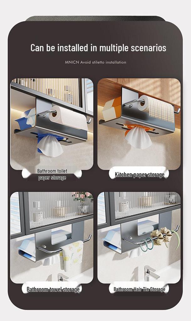 Kitchen Wet Wipe and Paper Towel Holder: Hanging Cabinet Pull-out Tissue and Rag Storage Box