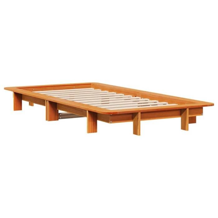 VidaXL Cadre de lit cire marron 90x200 cm bois de pin massif, meuble de chambre à coucher, sommier, lit en bois, 850670