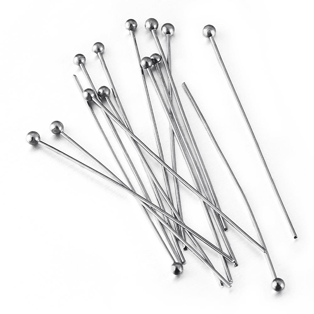 100 Stück Edelstahl-Kopfstifte mit Kugel für DIY-Schmuckherstellung 12-40mm Kopfstifte Handarbeits-Komponenten Zubehör