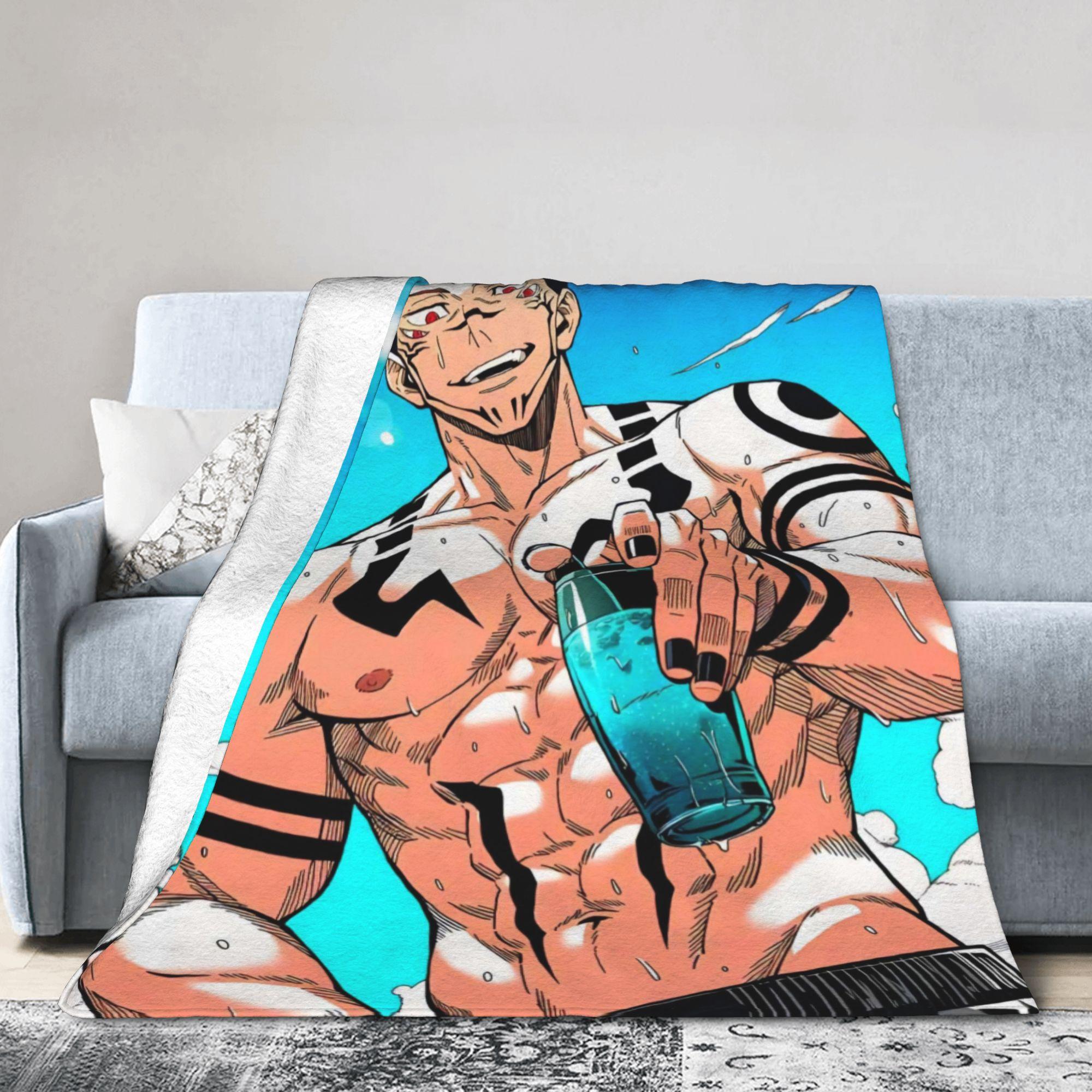 Ryomen Sukuna Jujutsu Kaisen Super Warm Blanket Students Plush Throw Blanket Fluffy Outdoor Flannel Bedspread Sofa Bed Cover 75cmx90cm