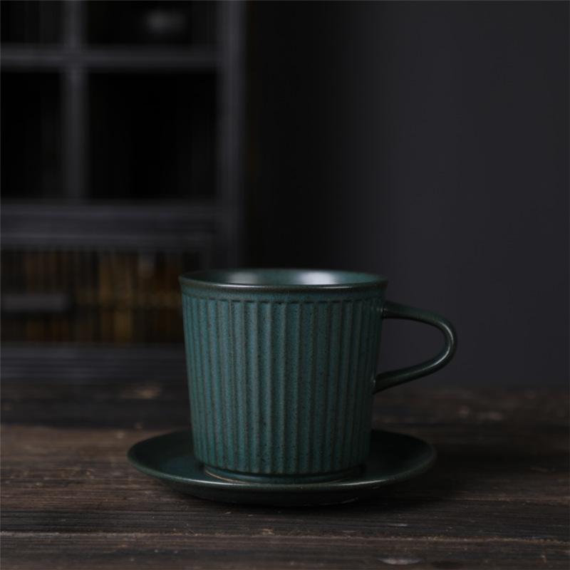 Japanese Coffee Cup And Saucer Set Retro Vintage Coarse Pottery Light Luxury Simple Cup Retro Ceramic Cup