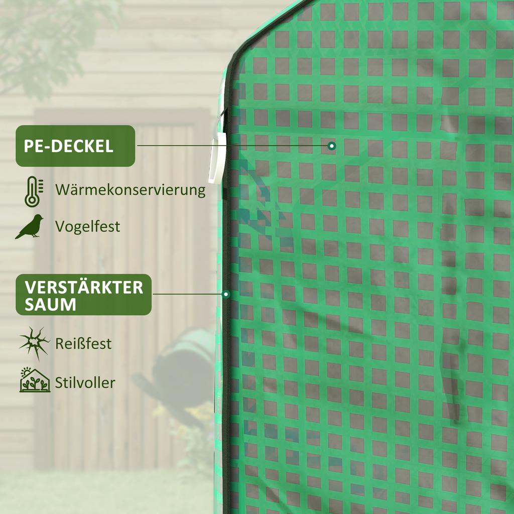 Greenhouse Cover Replacement Walk-in PE Hot House Cover with Roll-up Door and Windows, 140 x 73 x 190cm, Green