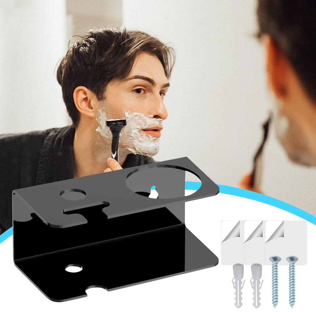 Razor and Shaving Cream Stand for Wall Adhesive Acrylic Organization Rack for Shower Hotel College Dorm Toilet Accessories