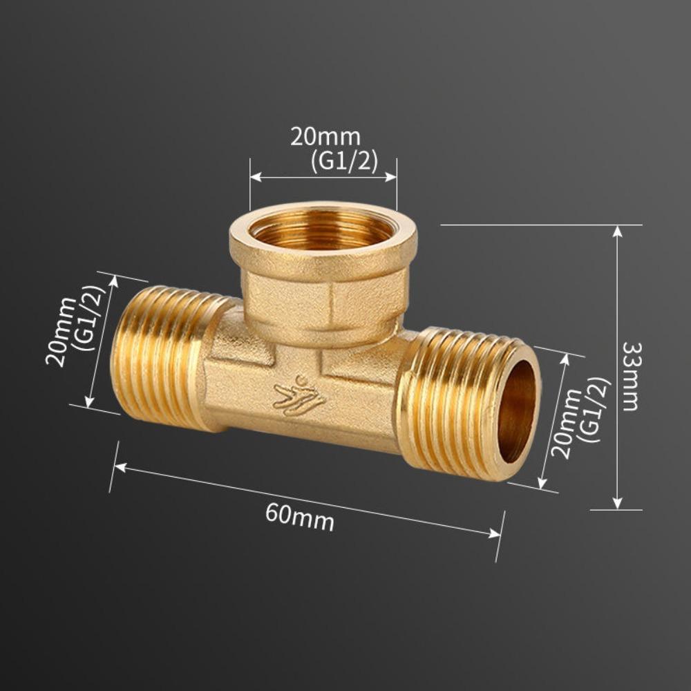 New 1/2 BSP Pneumatic Plumbing Connector Tee Type Male/Female Thread Brass Pipe Fitting Copper Fittings