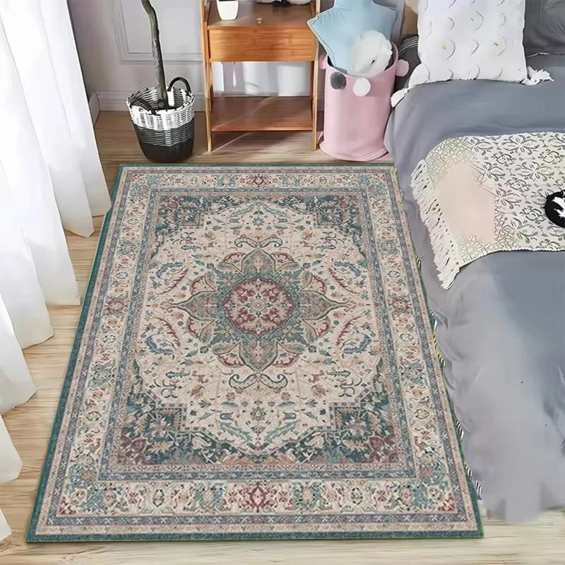 Retro Persian Area Rug Vintage Oriental Print Non-Slip Washable Floormat Carpet for Living Bedroom Kids Playroom Luxury Boho