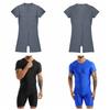 Męski Kostium Kąpielowy Krótki Rękaw Body Zapinane na Zamek z Przodu Jednoczęściowy Strój Kąpielowy Męski Leotard Kąpielowy Body Męski Kombinezon Gimnastyczny