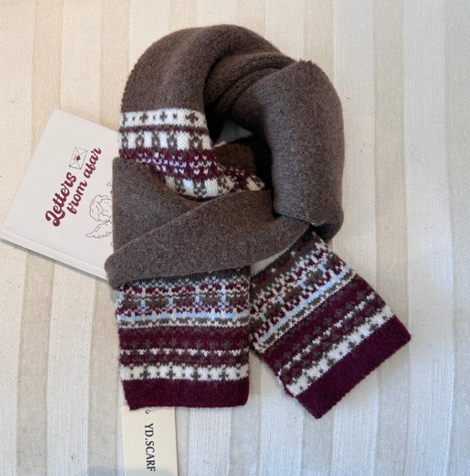 Fair Island wind jacquard knitted scarf women's winter new warm thickened student couple neck scarf tide