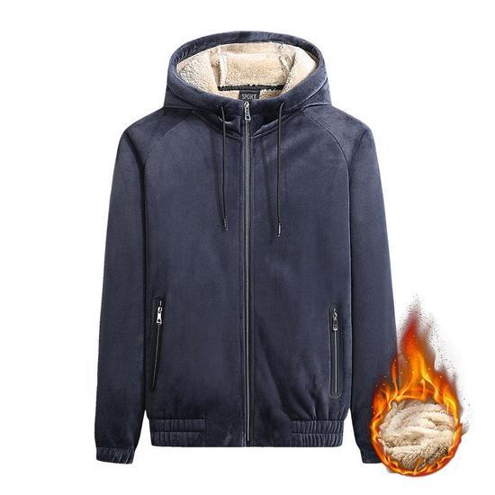 

Осенне-зимняя куртка-кардиган с капюшоном, теплая куртка с бархатной подкладкой, мужская куртка больших размеров L серый