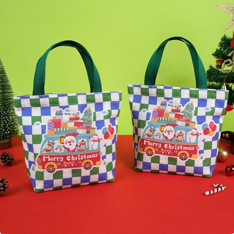 Holiday Handbag Large Capacity Cartoon Gift Holder Christmas Gift Bag Christmas Themed Canvas Shopping Bag For Candy Containers