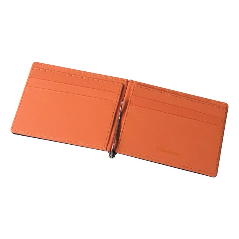 Slim Black Coffee Brown Cross Grain Leather Money Clip Wallet With Multiple Card Slots Perfect For Daily Carry Business Travel