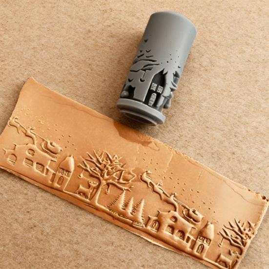 Polymer Clay Embossing Texture Roller Pottery Clay Modeling Patterned Roller DIY Household Ceramic Slab Clay Tile Textured Embossing Tools