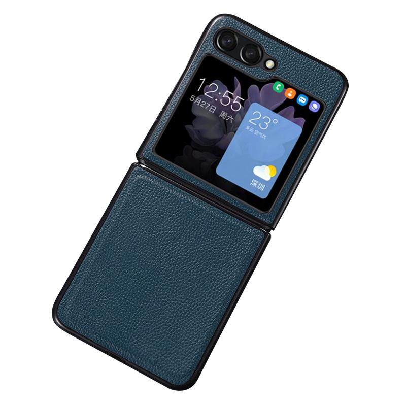 For Samsung Galaxy Z Flip6 5G Case Cowhide Leather+PC Folding Phone Cover