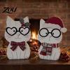 Handcrafted Wood Cat Figurines Christmas Wooden Tabletop Decor, Cute Kitty Figurine, Rustic Farmhouse Animal Gifts Xmas Tiered Tray Ornament
