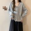 The Real Shot of the New Collar Sweater Women's Thin Loose Solid Color Single-breasted Cardigan Top Short Coat