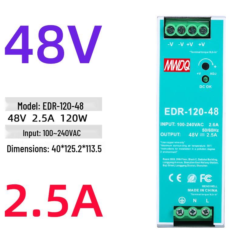 EDR-120-24 DIN Rail Power Supply 12/48V DC, 75/150/240/480W NDR Options