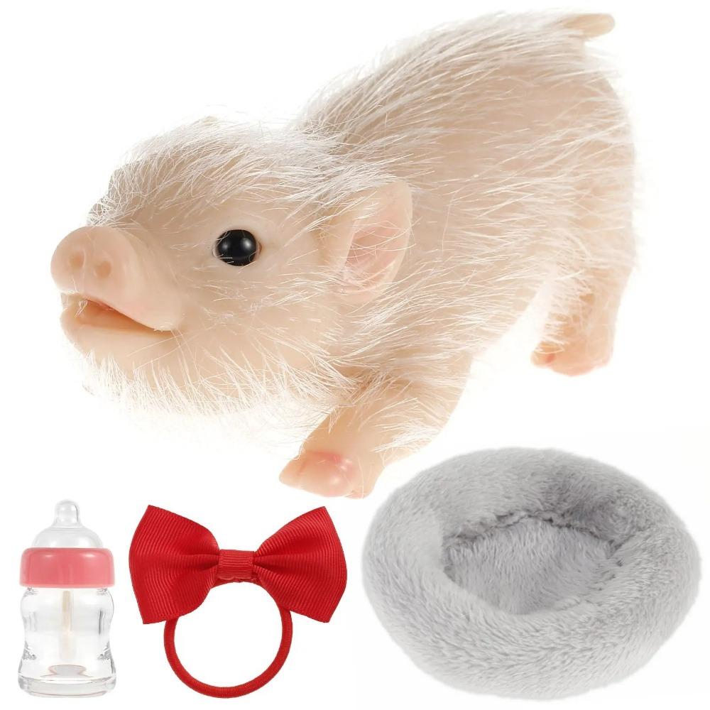 New Simulation Pet Pig Doll Soft Silicone Environmentally Friendly Material Rebirth Toy Office Decompression Artifact Cute Pig Toy for Christmas Gifts