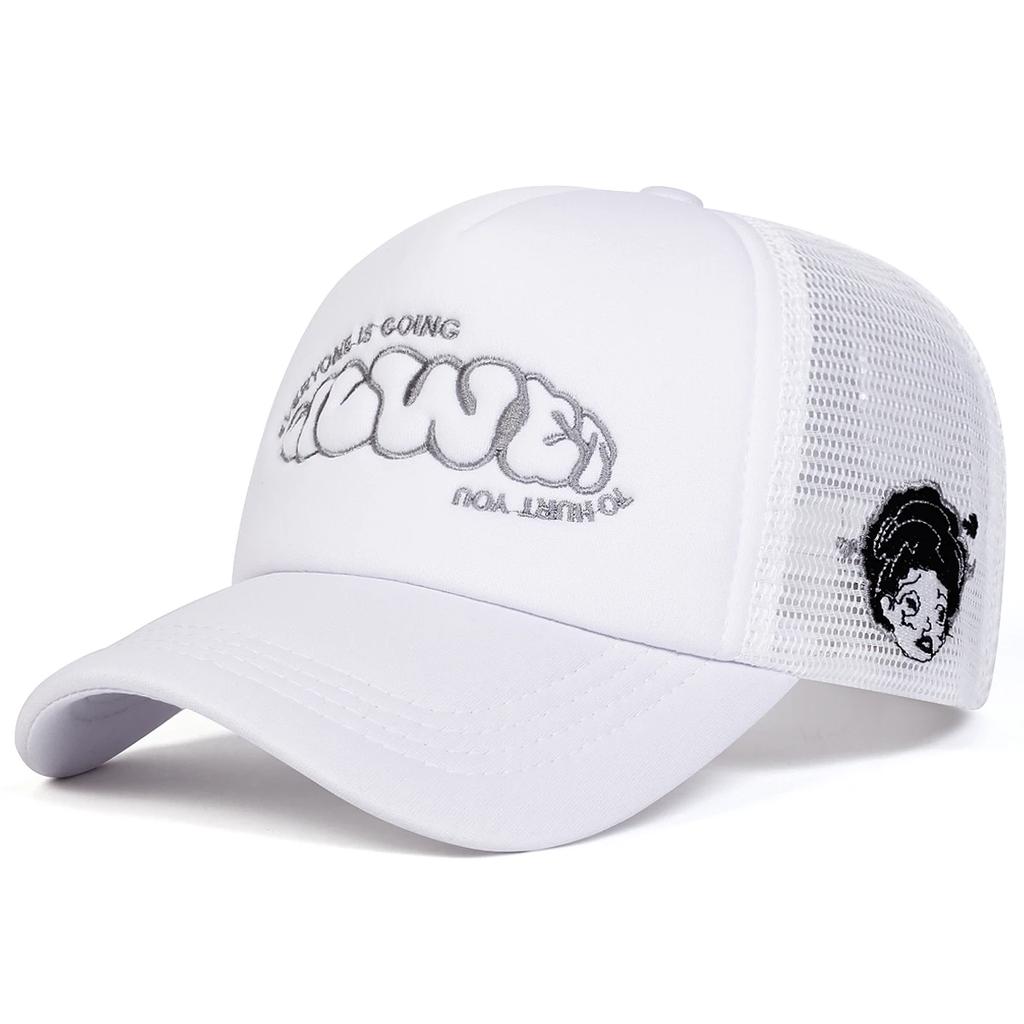 Unisex EVERYONE IS GOING Letter Embroidery Baseball Net Caps Outdoor Adjustable Spring and Summer Casual Sunscreen Hat