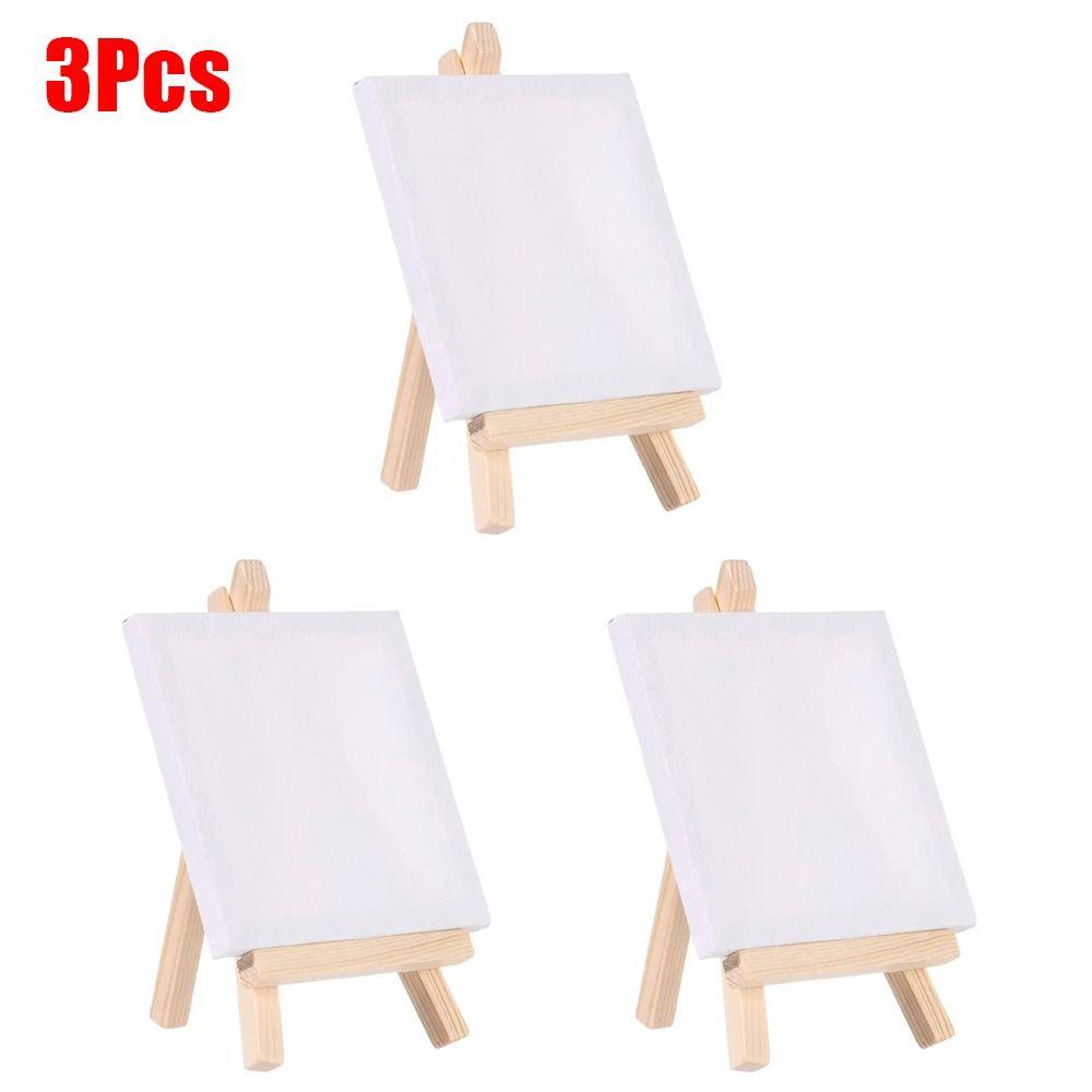 

3Pcs Blank Mini Canvas Easel Set Small Tiny Multifunctional Painting Easel 10x10cm Wooden Frame Drawing Decoration Board