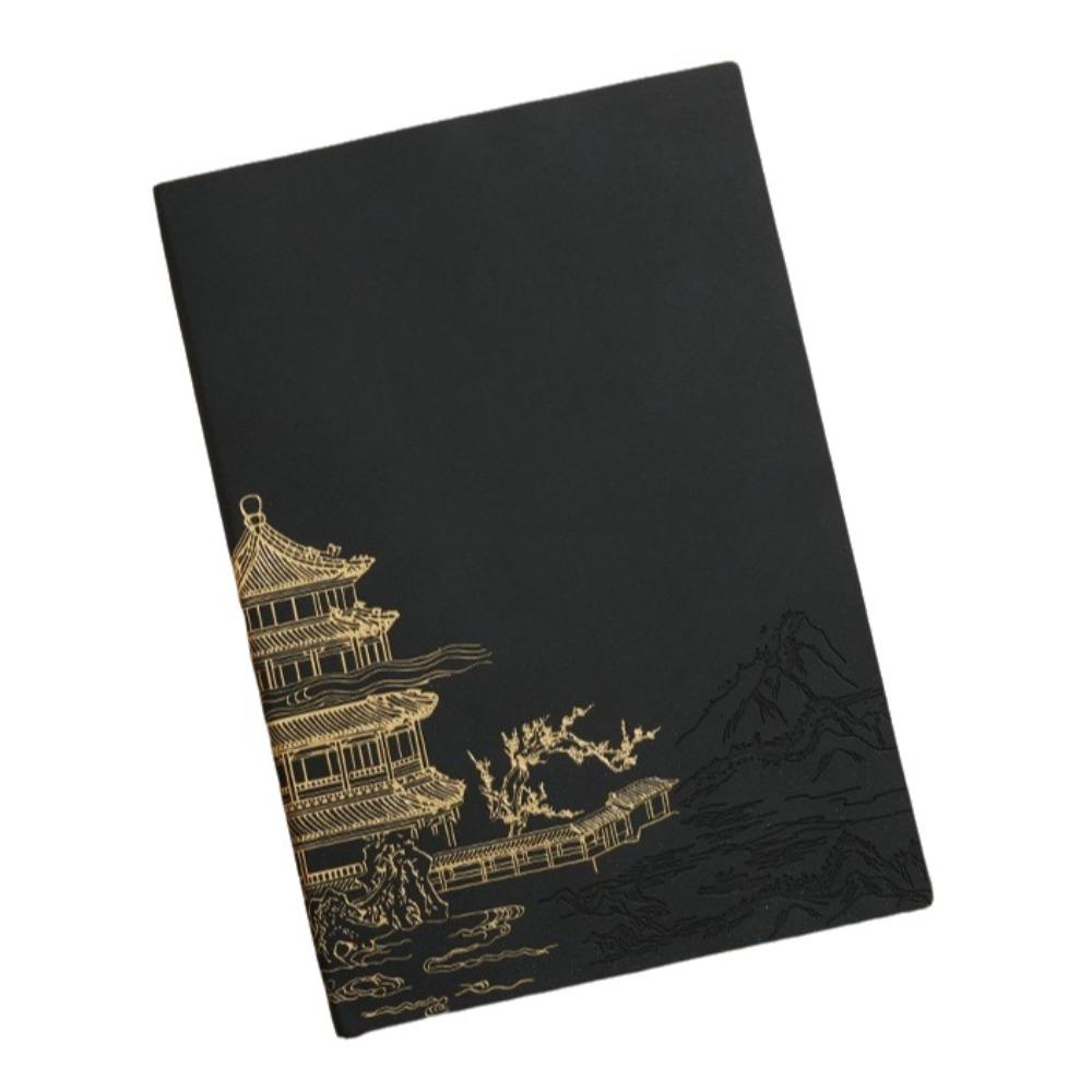 Chinese Style China-Chic Gold Stamping Notepad PU Cover Meeting Record Notebook  School