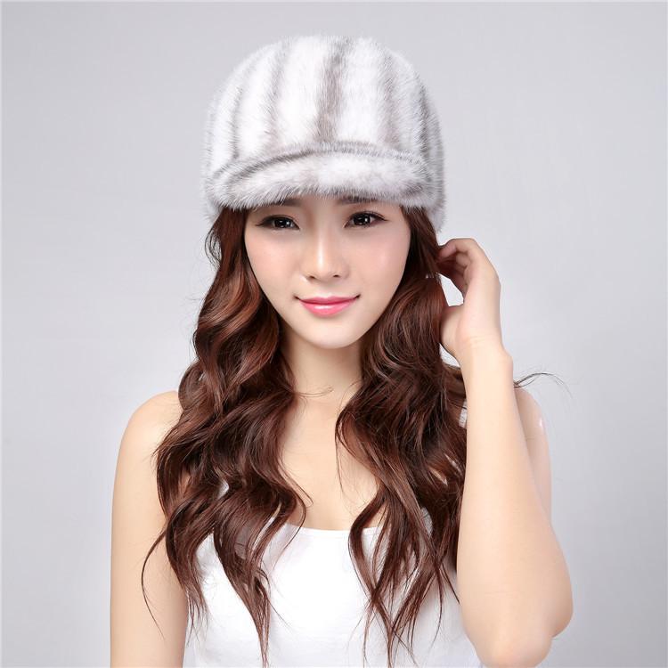 Real Mink Fur Hat Winter Women Keep Warm 100% Genuine Mink Fur Hats Natural Quality Female Fashion Mink Fur Cap Lady Outdoor Cap