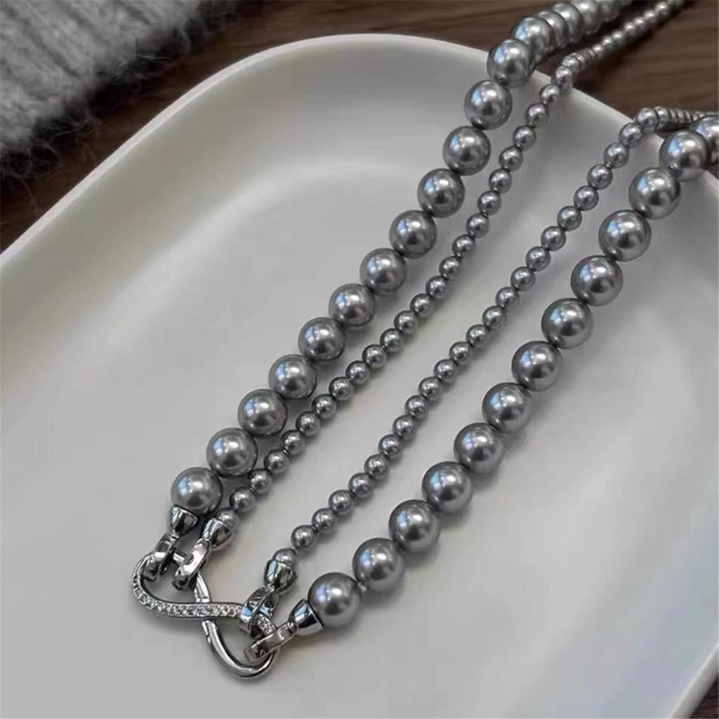 Tooxika Luxury Elegant Temperament 8 Word Ring Buckle Detachable Multi-wearing Pearl Necklace Collarbone Chain Jumper Chain