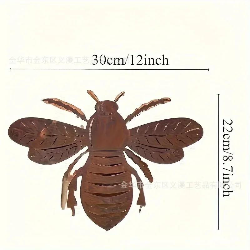 

1 шт. Настенное искусство из ржавого металла «Шмель», Декор для дома, Деревенский декор для сада, Ржавая металлическая настенная вывеска, Украшение для забора, Табличка для дома, Подарок для него