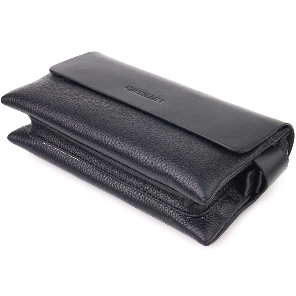 Handsome Men's Clutch Bag Made of Genuine Combined Leather CANPELLINI 21564 Black