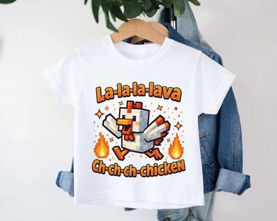 Lava-Hühnchen Film T-Shirt, Lustiges Reitendes Hühnchen T-Shirt, Niedliches Gaming-T-Shirt
