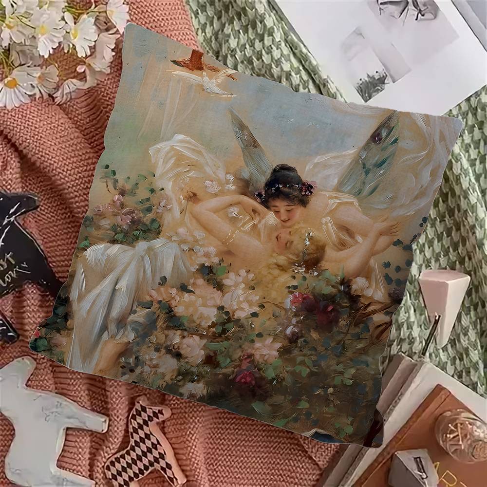 Classic Renaissance Art Painting Maple Design Cushion Cover Happy Autumn Harvest Decor Holiday Decorati Pillow Cover