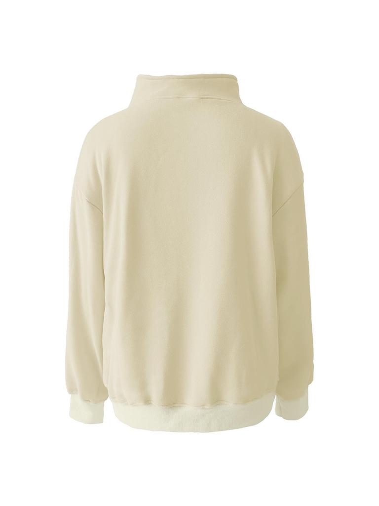 2025 Herbst/Winter Damen Casual Stehkragen Fleece-Sweatshirt mit Taschen und Reißverschluss.