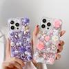 For IPhone16Promax Mobile Phone Case for Apple 14 Rhinestone 13 Pearl Flower Three-dimensional 12 Daisy Luxury Women