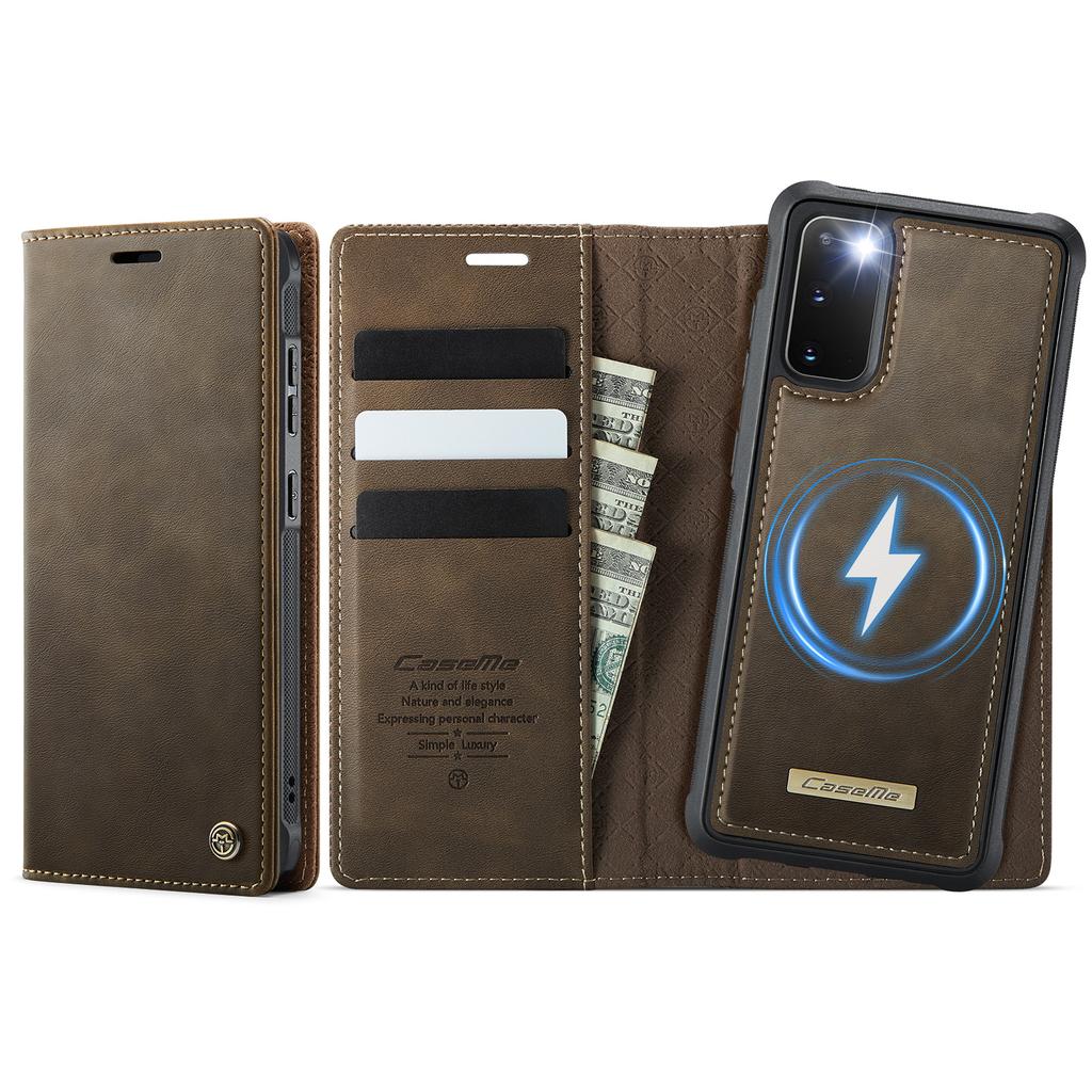 For Samsung Galaxy S20 4G/Galaxy S20 5G Case CASEME C49 Compatible with MagSafe RFID Blocking Detachable Wallet Leather Phone Cover