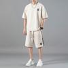 New Summer Chinese Style Men's Casual Sports Suit Loose Embroidery Versatile Short Sleeve Shorts Two-piece Set