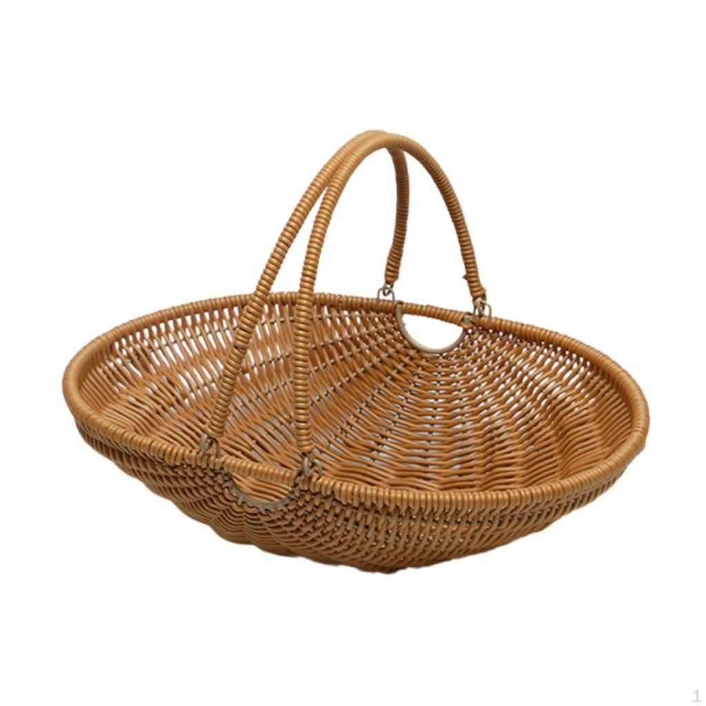 Foldable Handle Picnic Storage Basket in PP Material for Food And Small Items with Iron Wire Frame
