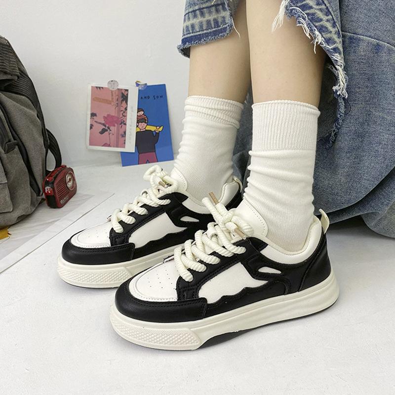 Splicing Color Board Shoes Children's Autumn New Ins Trendy Thick-soled Versatile Student White Shoes
