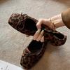 Pesstwei Leopard Print Butterfly-kont Square Toe Women Pumps Elegant Low Heels Sandals Fashion Daily Dress Shoes